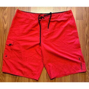 O'Neill Santa Cruz Solid Board Shorts Mens 40 10" Red Swim Trunks